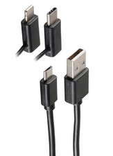 [cableusbc9] Câble de données & de charge mâle USB 2.0 A - mâle USB Micro B et USB C et Lightning 3en1, 2m